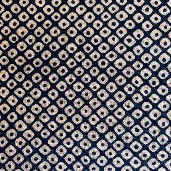 Kanoko Dots Sevenberry Japanese cotton fabric 88220-6-3 navy blue beige