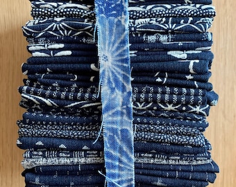 Fat Quarter bundle 30 pieces indigo blue Japanese fabrics 88223
