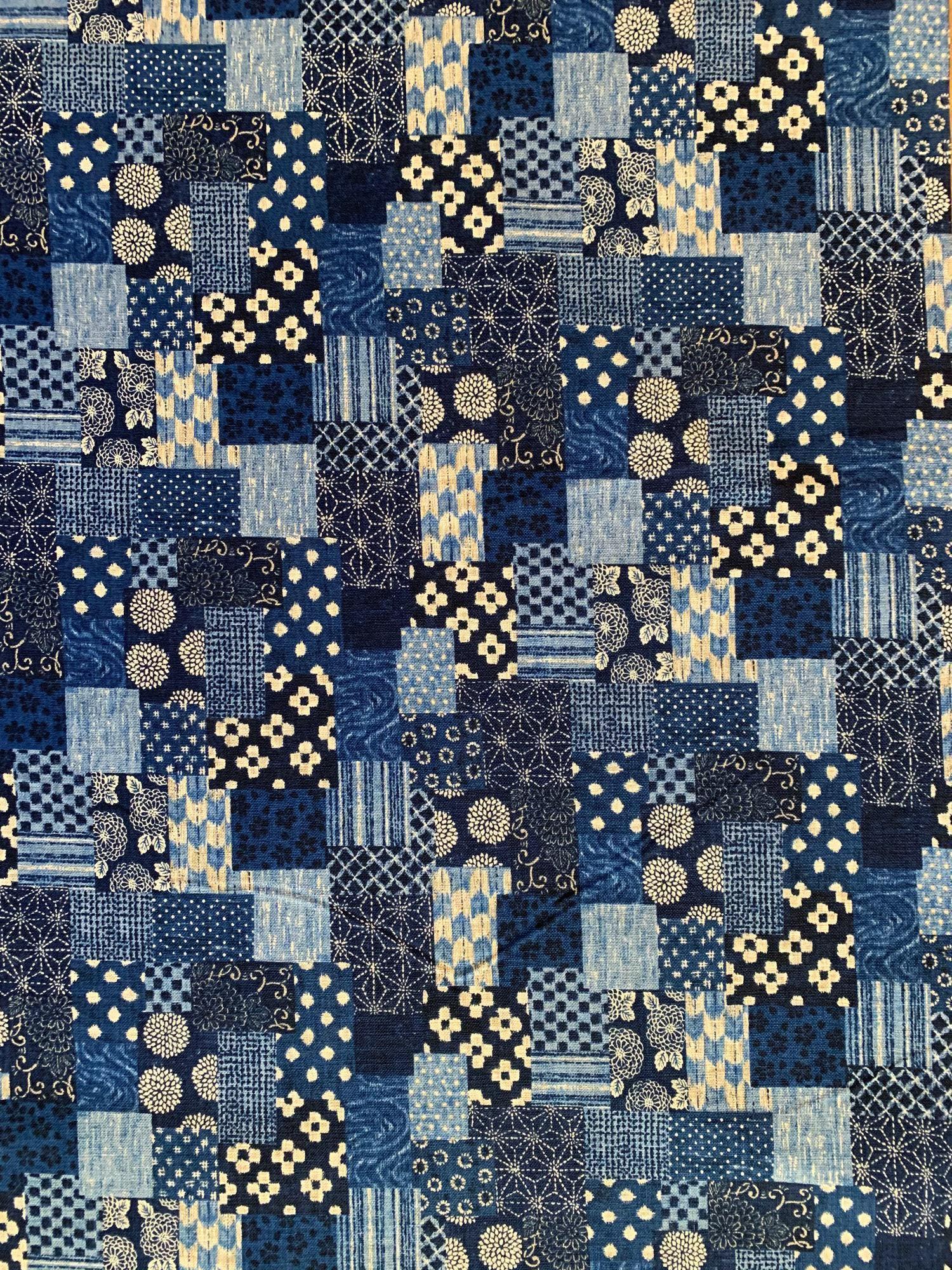 Boro Patchwork Print Sevenberry Japanese Cotton Fabric 88500