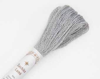 Olympus Japanese Sashiko Lame metallic thread 40 meter skein - SL3 gray