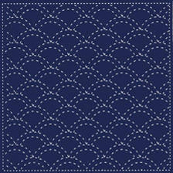 Sashiko Fabric printed with water soluble pattern 31 x 31cm piece, white or  navy