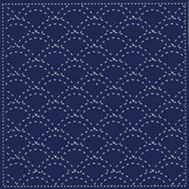 Yokota Seigaiha Waves Sashiko Fukin Japanese cotton sashiko sampler kit NAVY BLUE 843S-201