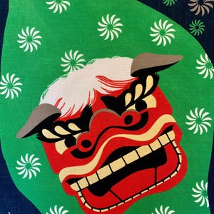 Japanese noren panel Shisa KP7290-139 blue