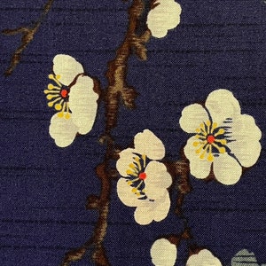 Sakura Cherry Blossoms & Branches Kokka Japanese cotton fabric - blue