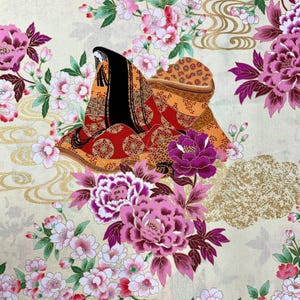 Heian Princess Naka Japanese Cotton Fabric N-1750-86F Cream Pink