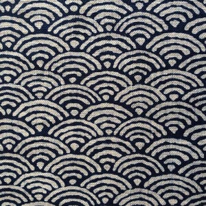 Sevenberry Ocean Waves Seigaiha Japanese cotton fabric 青海波 88223-4 navy blue beige