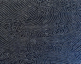 Dotted Waves Sevenberry Japanese cotton fabric 88333-2-5 black