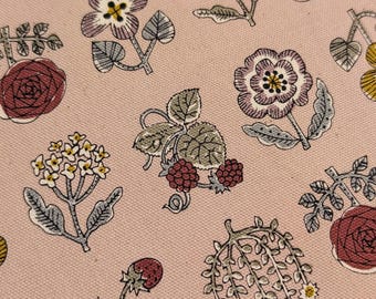 Linnea Wildflower Kokka Japanese cotton Oxford fabric YKA-26000-1 B pink
