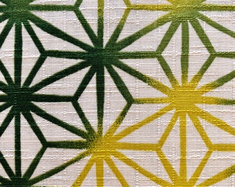 Asanoha Stars Japanese cotton dobby fabric ST-100-1C green yellow white