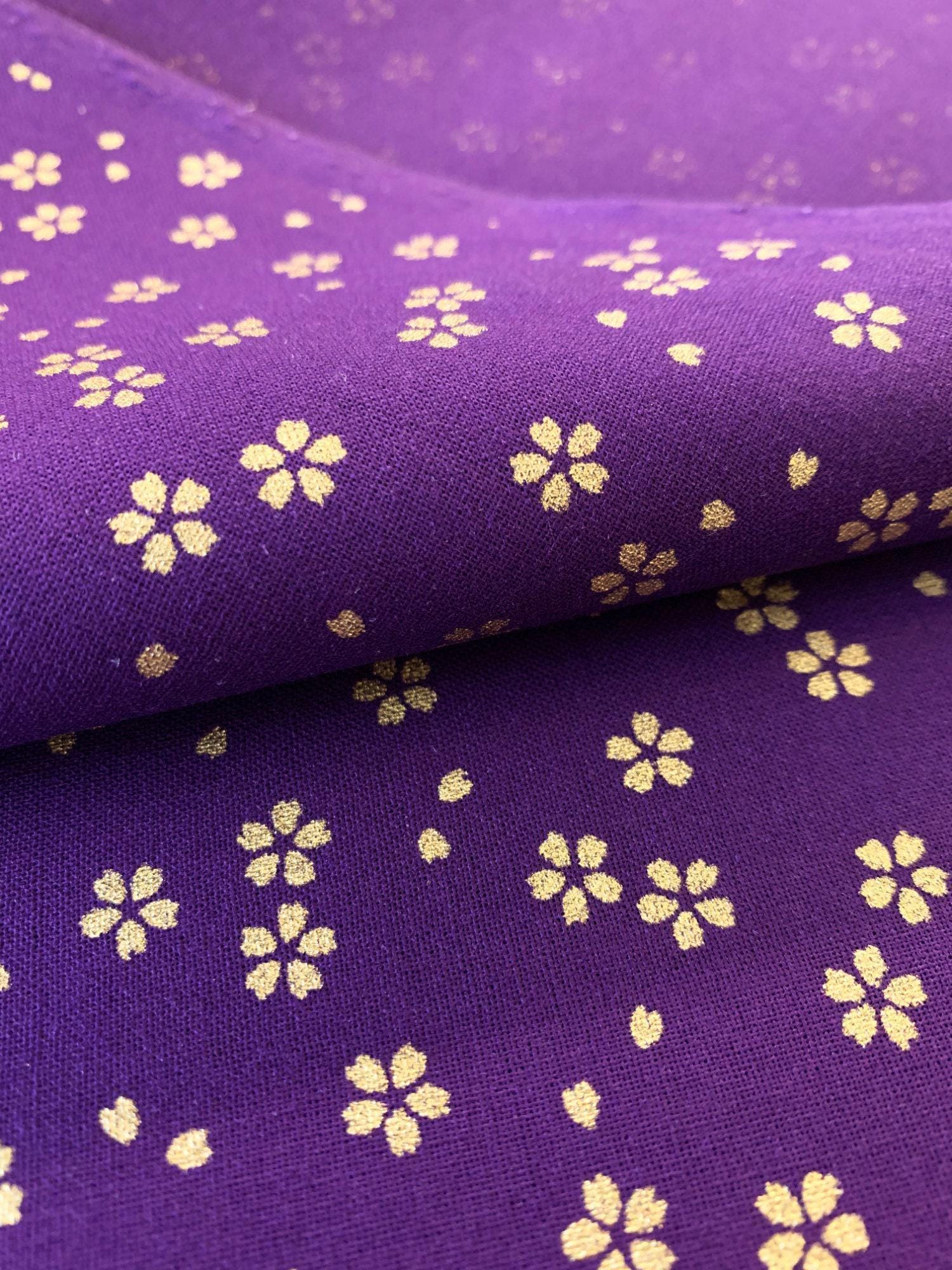 Sevenberry Golden Sakura Cherry Blossoms Japanese Cotton Fabric