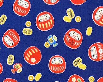 Little Daruma Cosmo Japanese cotton fabric AP35411-1D blue