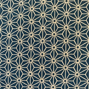 Sevenberry Small Asanoha stars in beige on twilight blue Japanese cotton fabric 88222-2-14