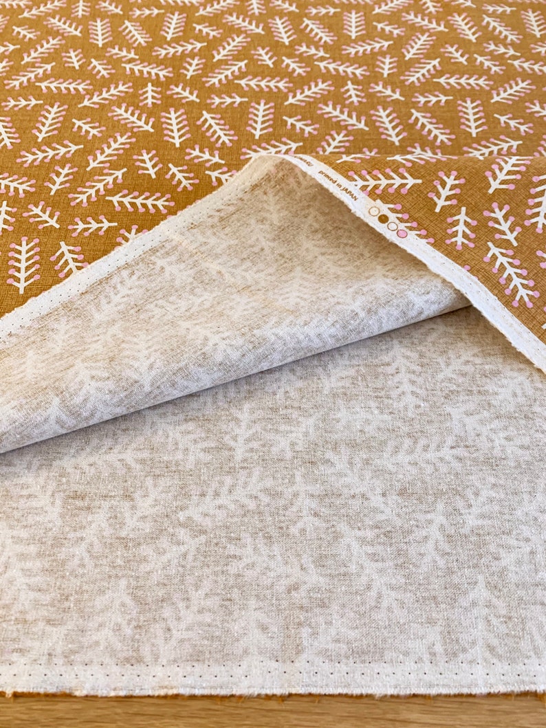 Pine Needles by Ayako Kugimaru Handworks Fabric Japanese cotton linen SL10075S-B orange