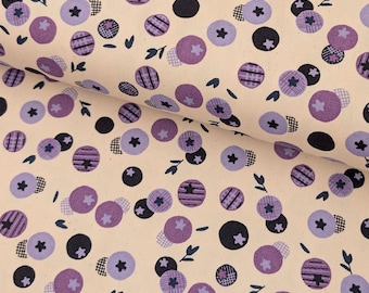NEW Koizumi - Summer Blueberries Cotton Oxford Japanese Fabric - Beige 142-1365-B-1