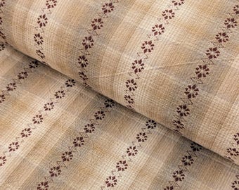 Daisy Chain Glen Check Plaid Japanese Yarn Dyed Cotton Fabric - Beige and Gray MYD-24-2-4547-364