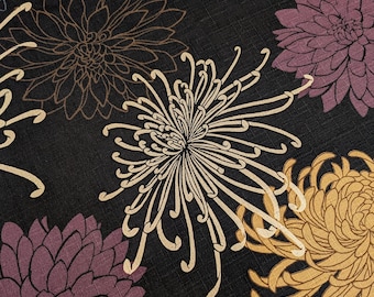 Mixed Traditional Flowers Japanese Kobayashi dobby cotton fabric KTS-7060 D black