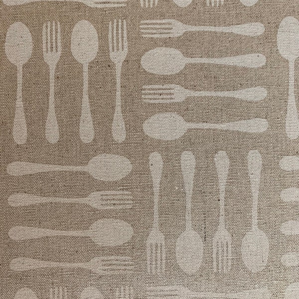 Spoons and Forks Sevenberry Japanese cotton linen canvas fabric 850342-1-1 white beige