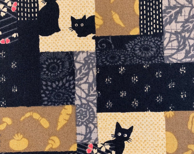 Patchwork Black Cats Japanese Cotton Fabric 2319W 1D Black Etsy