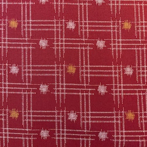 Sevenberry printed Ikat kasuri grid and dot Japanese cotton fabric 88229-5-2 red orange