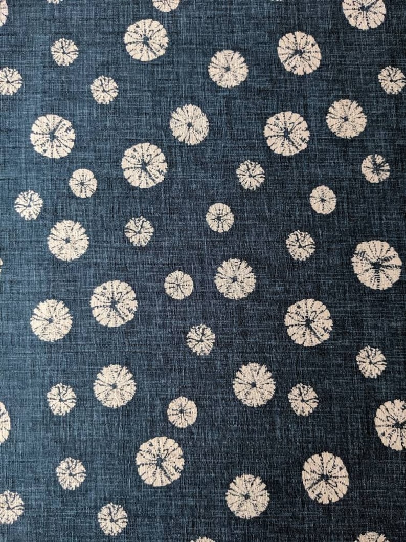 Morikiku Shibori Sand Dollars Japanese cotton dobby fabric PRINT M18000-A22 blue beige image 2