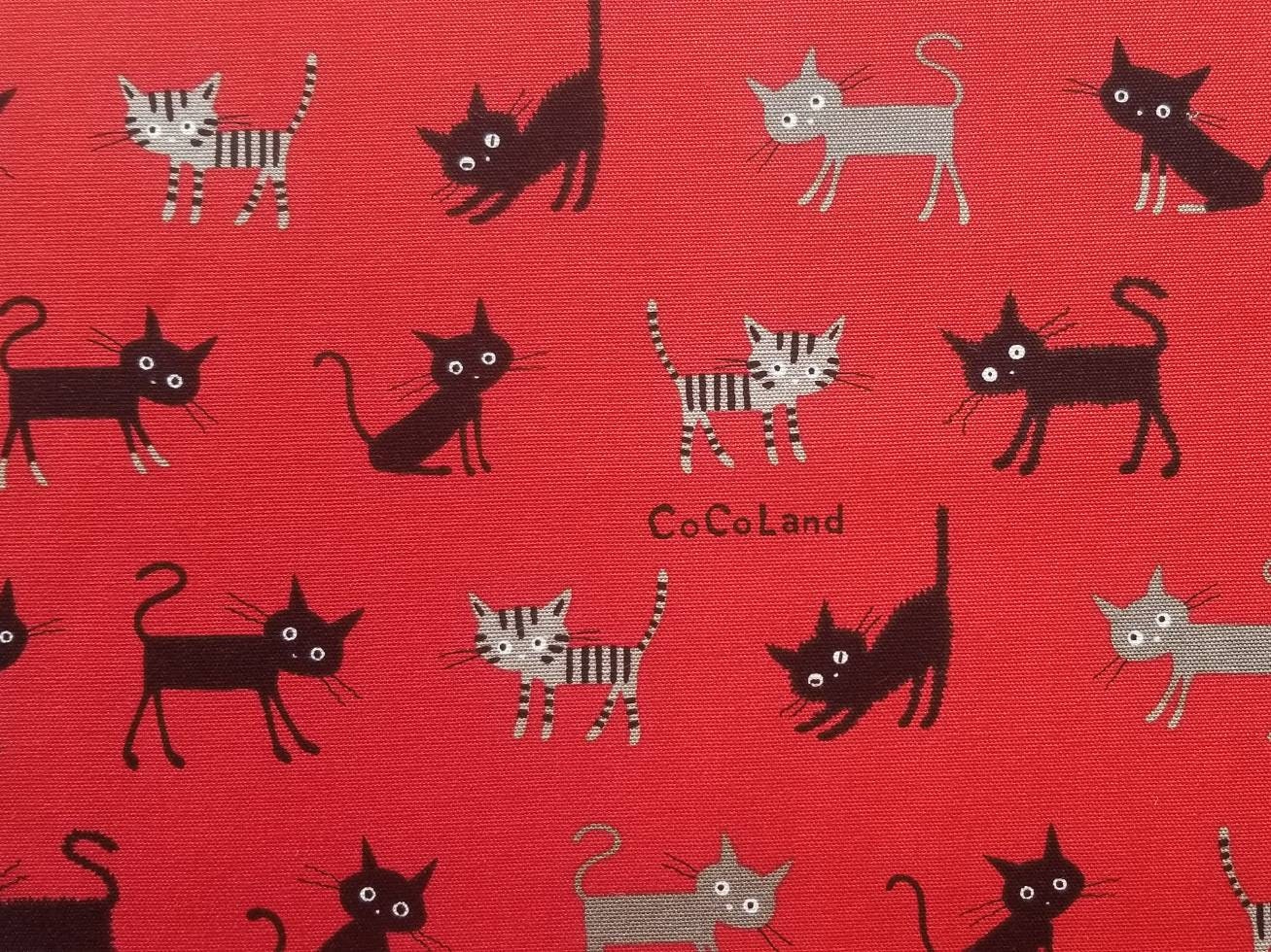 Cocoland Medium Cats Japanese Oxford Cotton H-CO-10002-2-B Cocoland Medium Cats Japanese Oxford Cotton H-CO-10002-2-B