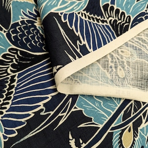 Rising Phoenixes Kobayashi Japanese dobby cotton fabric KTS-7015 B blue - half yard image 3