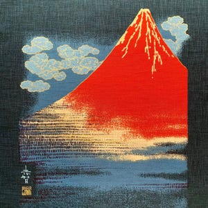 Japanese noren panel Mt. Fuji KP7290-110 blue