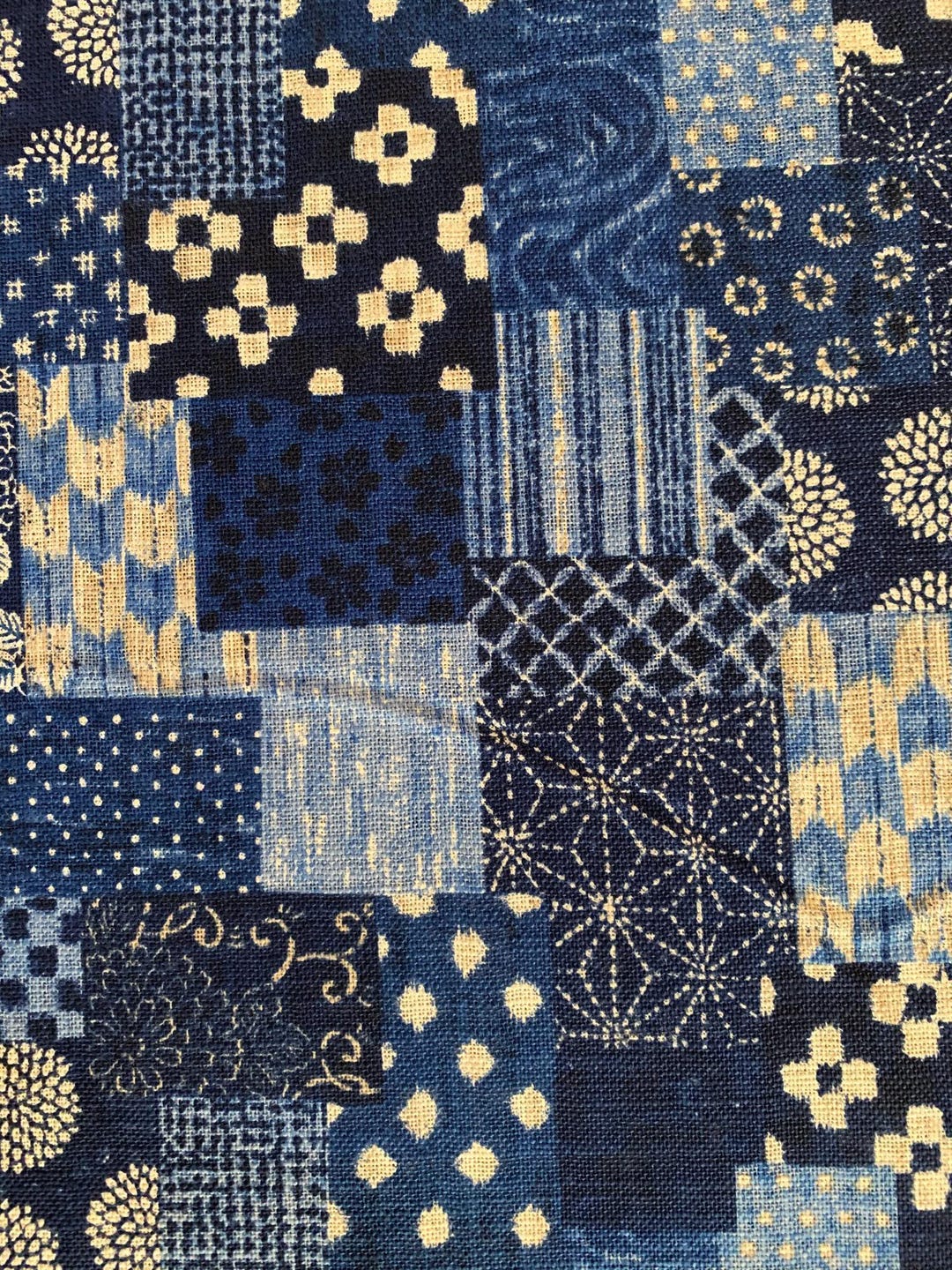 Boro Patchwork Print Sevenberry Japanese Cotton Fabric 88500-3-1