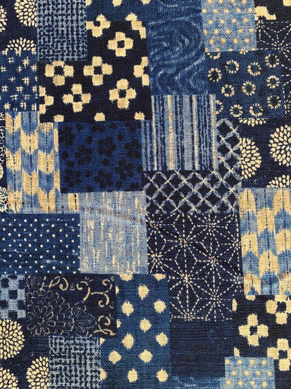 Boro Patchwork Print Sevenberry Japanese Cotton Fabric 88500-3-1