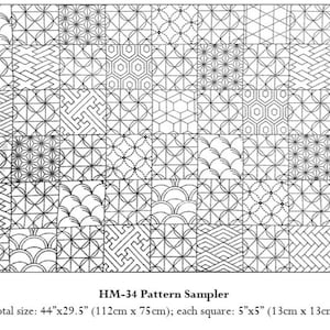 Sashiko panel Japanese Pattern Sampler preprinted washout NAVY fabric HM-34