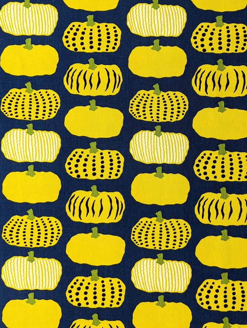 Kabocha Pumpkins Japanese cotton Oxford fabric UP5910-D yellow & blue bild 3
