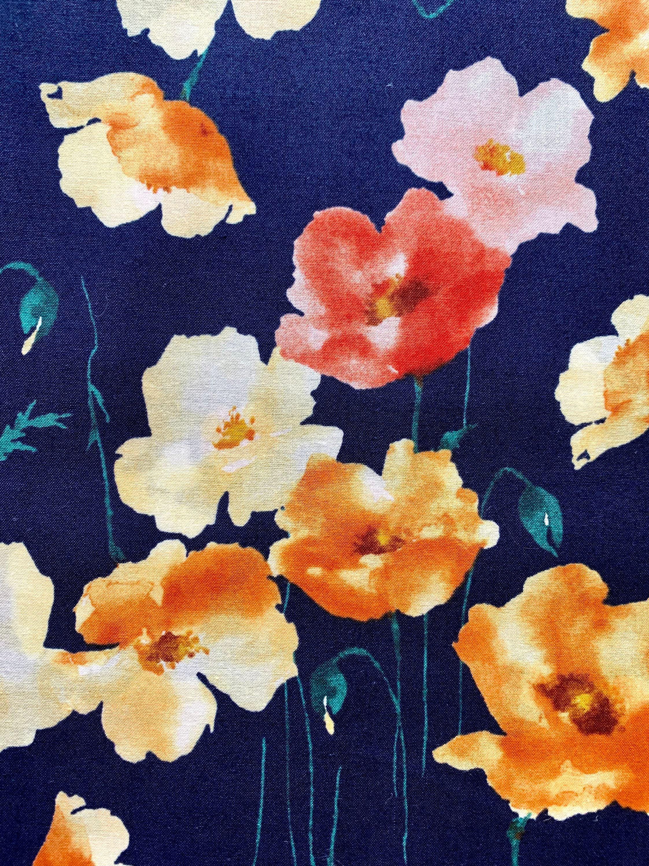 ☆kukka☆ Watercolor Poppies Kokka Japanese Cotton Lawn Fabric NFA