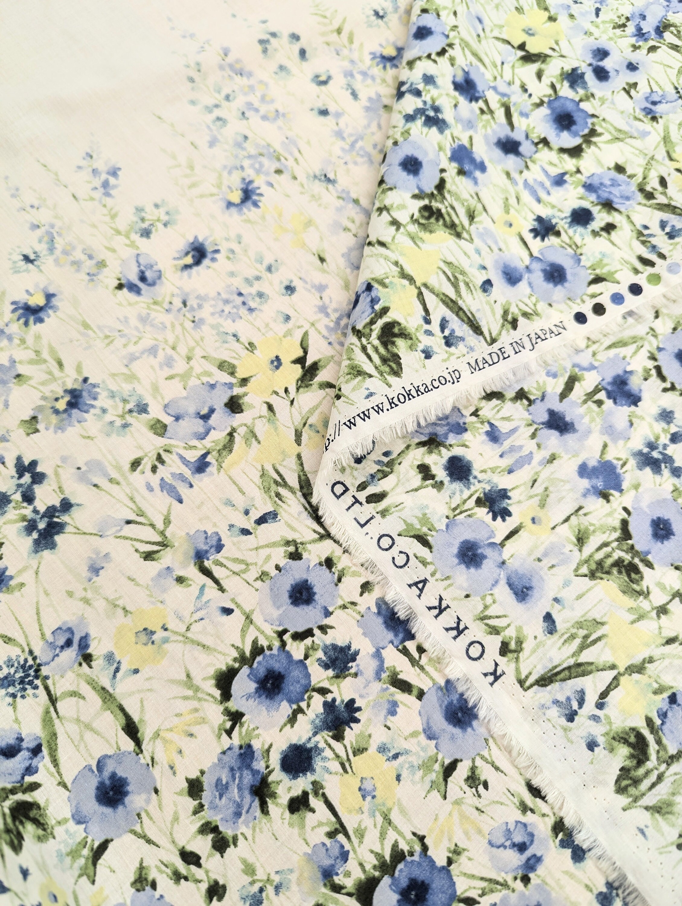 Watercolor Sping Flowers Kokka Border Print Japanese Cotton Watercolor Sping Flowers Kokka Border Print Japanese Cotton