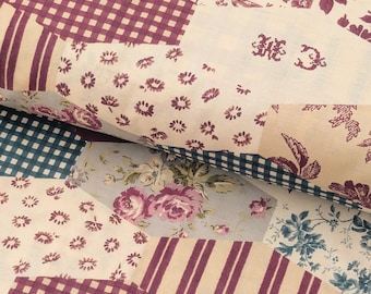 NEW Yuwa - Patchwork Quilt Printed Cotton Japanese Fabric - Beige, Maroon & Green SZ826691-E