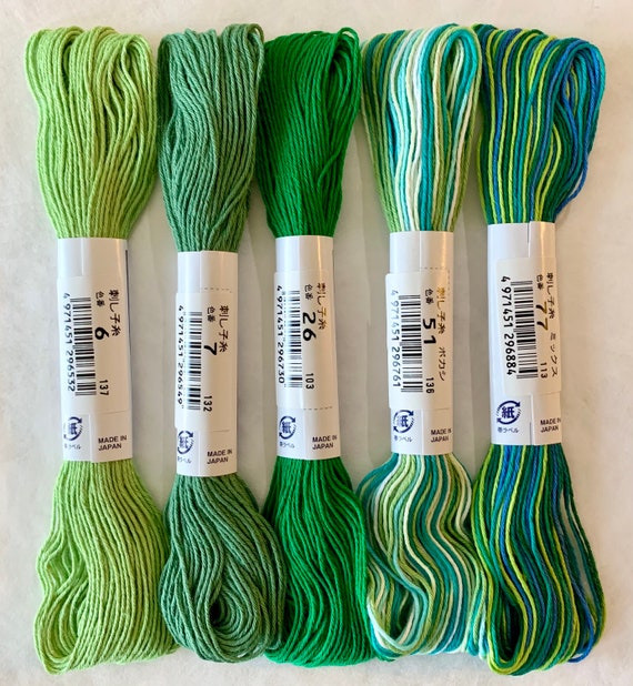 Olympus Sashiko Variegated Cotton Thread 77 Blue Green Olympus Sashiko Variegated Cotton Thread 77 Blue Green