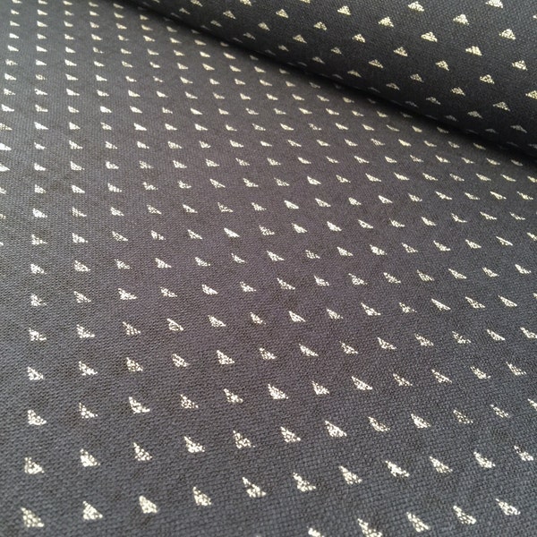 Sevenberry tiny triangles print navy indigo blue and beige Japanese cotton fabric 88223-19