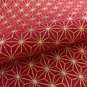 Tela de algodón japonés Golden Asanoha Stars Sevenberry 88337-2-2 rojo