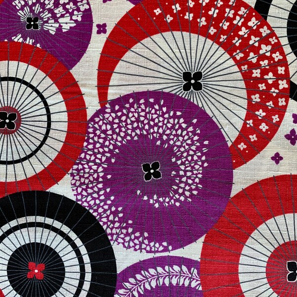 Wagasa Parasols Senyo Japanese cotton dobby fabric SO-52000-1A red purple