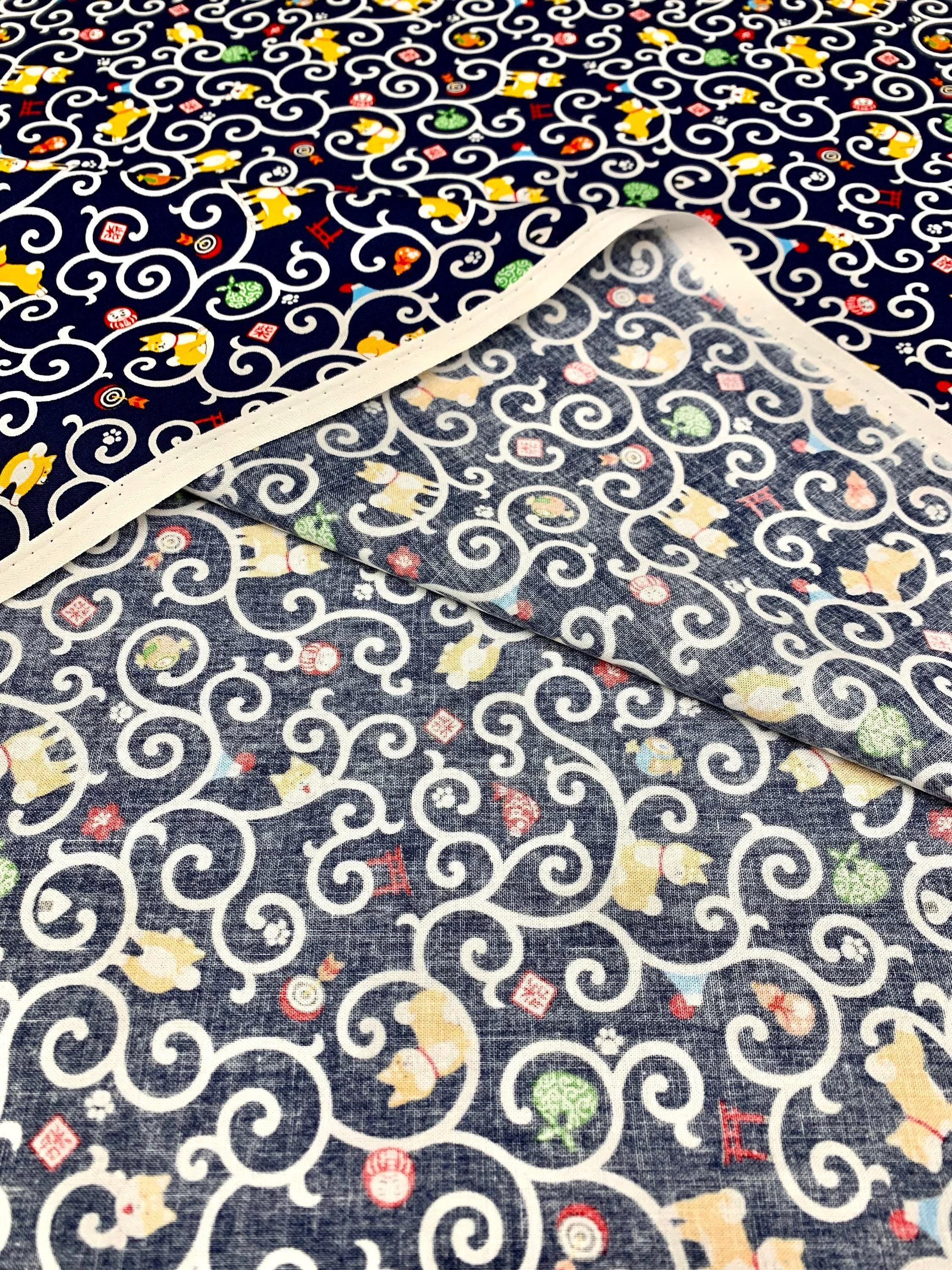 Shiba New Year Cosmo Japanese Cotton Fabric AP35404-2C Navy Blue