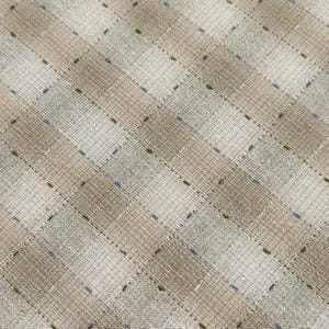 Dotted textured gingham Japanese yarn dyed cotton taupe fabric SY10633S E blue