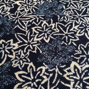 Sevenberry Maple Leaf Momiji Japanese cotton fabric 88223-2 navy blue beige