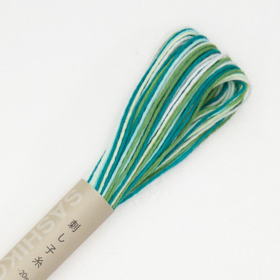 Olympus Sashiko Variegated Cotton Thread 51 Green White Olympus Sashiko Variegated Cotton Thread 51 Green White