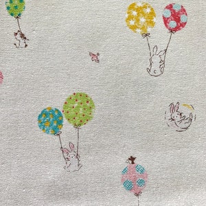 Cosmo Balloon Bunnies kawaii cotton fabric SP2300-5A off-white