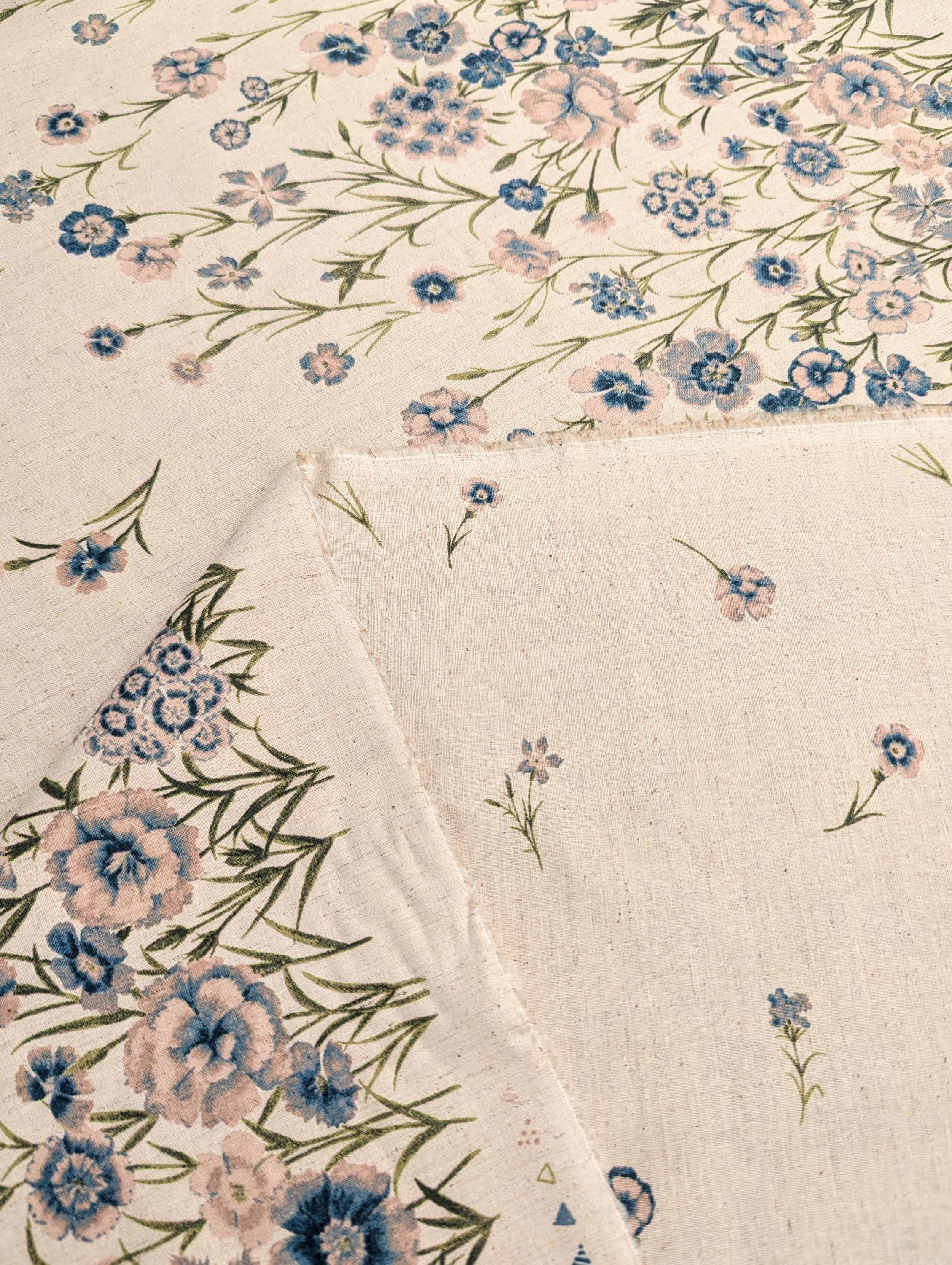 Summer Meadows Panel Koizumi Momen-t Cotton Linen Fabric 142-1293