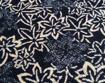 Sevenberry Maple Leaf Momiji Japanese cotton fabric 88223-2 navy blue beige