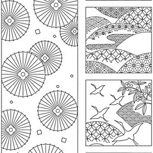 Sashiko panel Parasol Season preprinted washout fabric HM-40