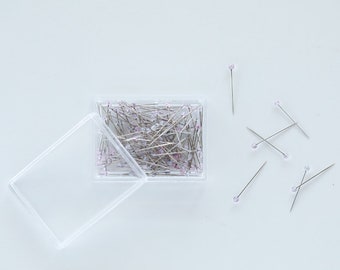 Little House Applique PINK Slim Pin Japanese glass head pins for sewing fine fabrics