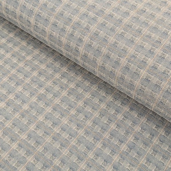 Textured Windowpane Plaid Japanese Yarn Dyed Cotton Fabric - Light Blue MYD-24-5-4547-383