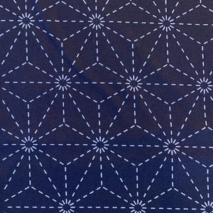 Asanoha Stars pre-printed Japanese Sashiko cotton fabric Z-101-B navy blue