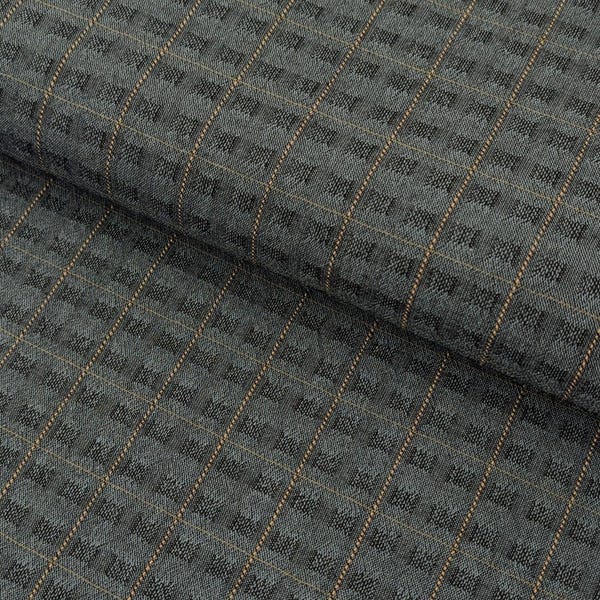Textured Windowpane Plaid Japanese Yarn Dyed Cotton Fabric - Teal MYD-24-5-15H